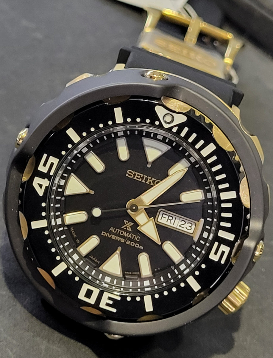 Seiko Prospex Automatic 200M Diver Black-Gold JDM Turtle SRPD46 – WATCH OUTZ