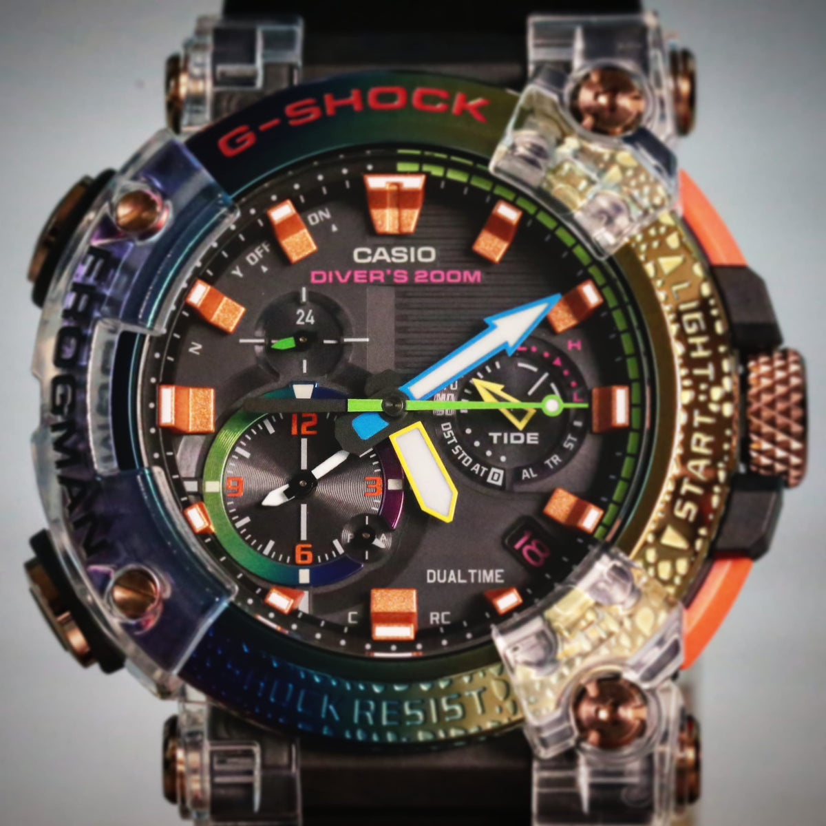 Casio G-Shock GWF-A1000BRT-1A Master of G Analog Frogman Solar Diver  Rainbow-Toad – WATCH OUTZ