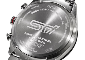 Citizen Eco-Drive X Subaru STi 2025 Sports Chronograph Titanium Limited Edition STSG24100010 Watchoutz.com, best deal, best online watch shop, rare watch, Japanese Watch, Motorsport watch, Subaru Blue