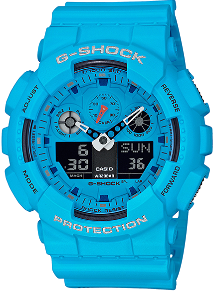 Casio G-Shock GA-100 Series Rock Sounds Analog-Digital GA-100RS-2A GA100RS-2A www.watchoutz.com