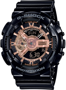 Casio G-Shock GA-110 Series Analog-Digital Gloss Black & Rosegold GA110MMC-1A GA-110MMC-1A www.watchoutz.com