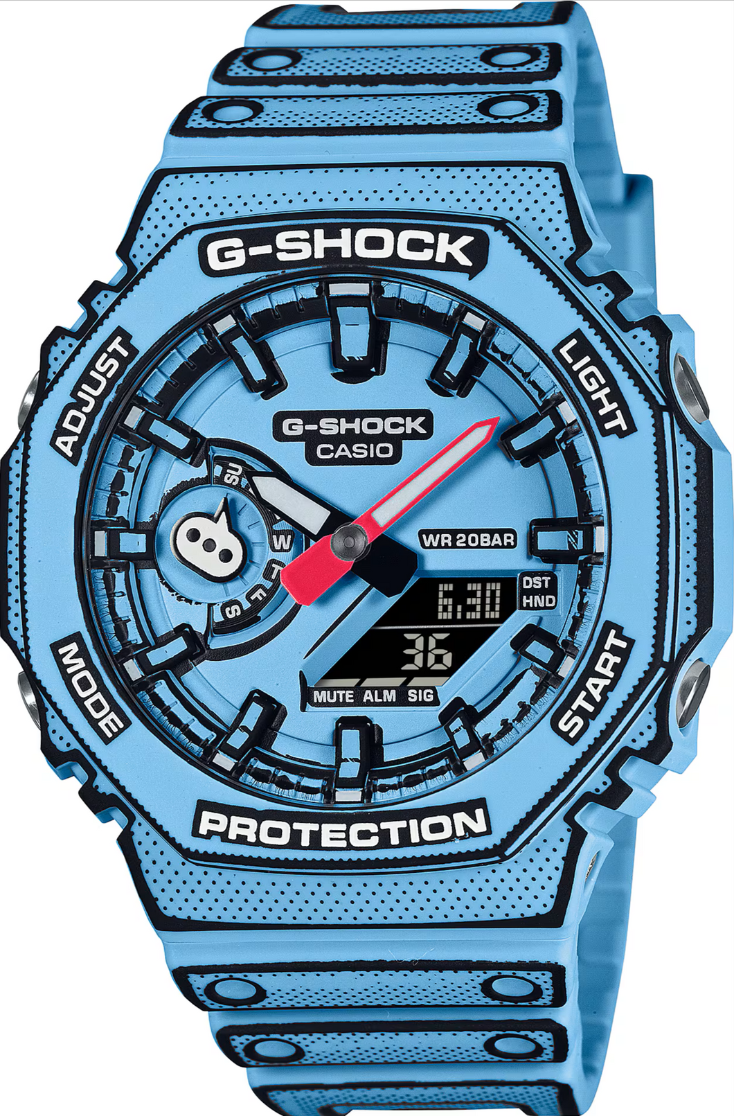 Casio G-Shock Analog Digital 2100 Series Japanese Manga Blue GA-2100MNG-2A GA2100MNG-2A www.watchoutz.com