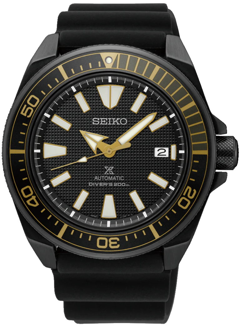 Seiko Prospex Automatic 200M Diver Black-Gold Tone Samurai SRPB55 SRPB55K1 www.watchoutz.com