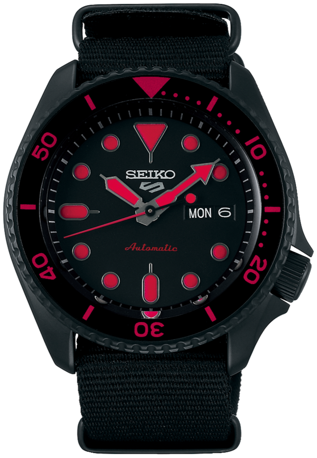 Seiko 5 Sports Street Style SKX Automatic Black with Red Indexes SRPD83 SRPD83K1. Available at Watchoutz.com, your best online watch retailer based in Hong Kong, buy brand new genuine Japanese watches with confidence, fast international shipping, Satisfied customers proven. Visit Watchoutzinternational for your next horology hunt.