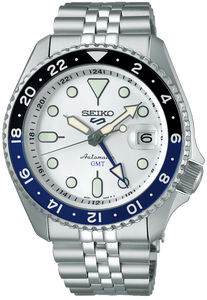 Seiko 5 Sports SKX Series 2024 Sport Style Mechanical Automatic GMT Stainless Steel Watch SSK033 SBSC017 SSK033K1, Caliber 4R34, Watchoutz.com, Best Online Watch Shop, No Fake, Genuine Product, Fast International Shipping, Buy New Seiko, Japanese Watches, White Dial