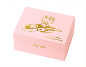 Hello Kitty 50th Anniversary Shinkansen 500 Series Collaboration Limited Edition Seiko Quartz Chronograph, Features pink dial, golden Hello Kitty, Sanrio characters on sub-dial. Limited 5,000 pieces. Commemorative box. Japan domestic market only. Available at Watchoutz.com, the best online watch retailer based in Hong Kong, fast international shipping, genuine Japanese brand new watches, best deals, satisfy customers, richen your online purchase experience with Watchoutzinternational