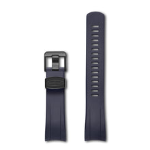Crafter Blue 22mm Curved End Rubber Strap CB09 Navy Blue with PVD Black Hardware (For Seiko New Samurai) www.watchoutz.com