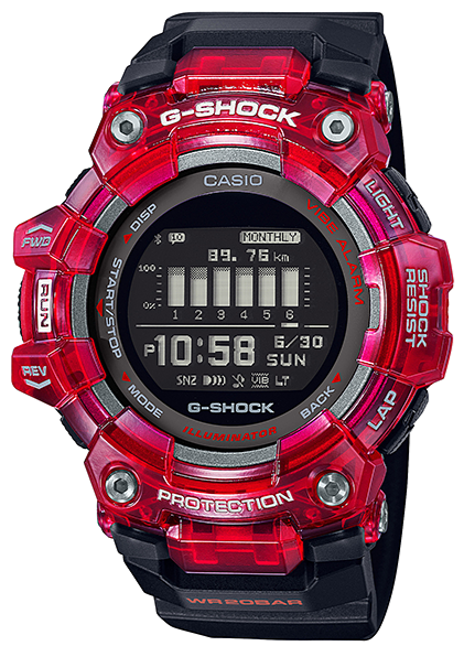 Casio G-Shock G-Squad Smartphone Link Bluetooth Red Skeleton GBD